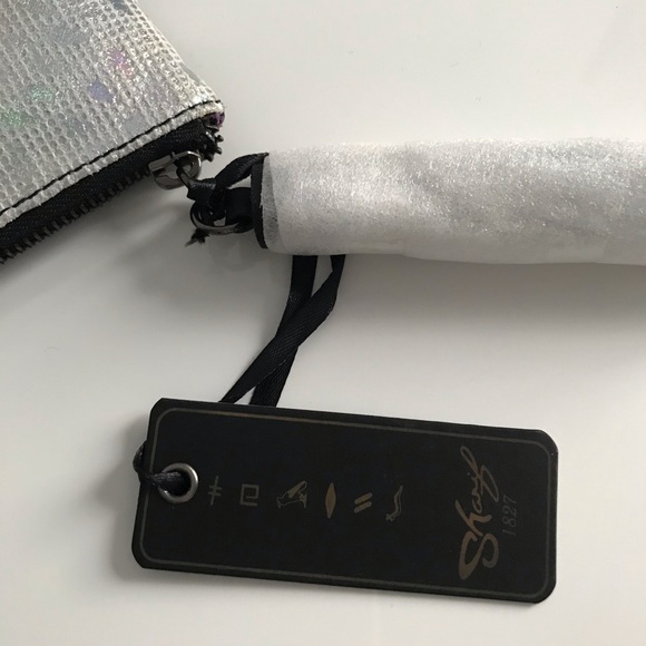 Sharif Disco Black Silver Glitter Genuine Leather Clutch Bag - Picture 5 of 14